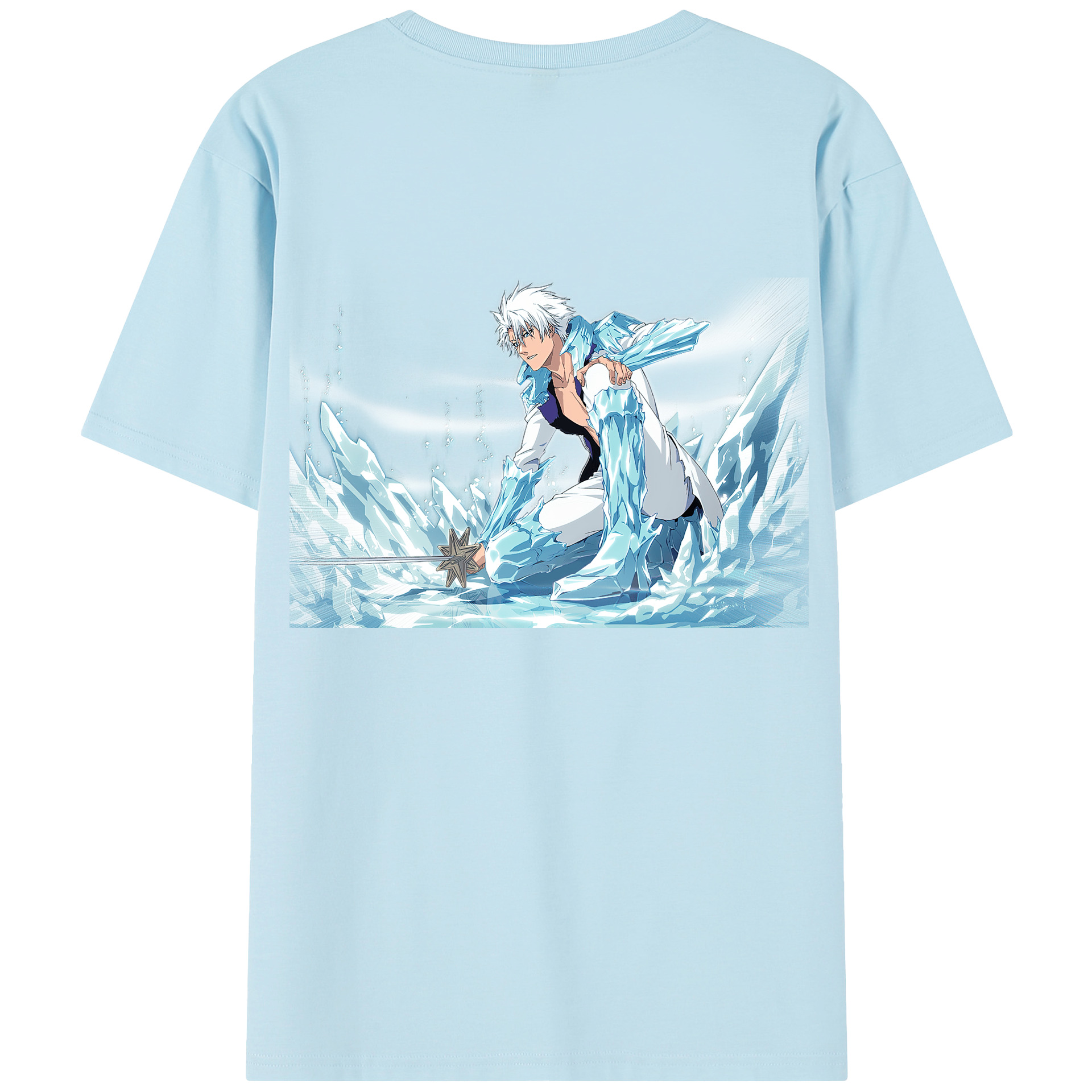 （画像用） ブリーチ 日番谷冬獅郎（ひつがや とうしろう） BLEACH Hitsugaya Toushirou 綿100％半袖Tシャツ（背面プリント）